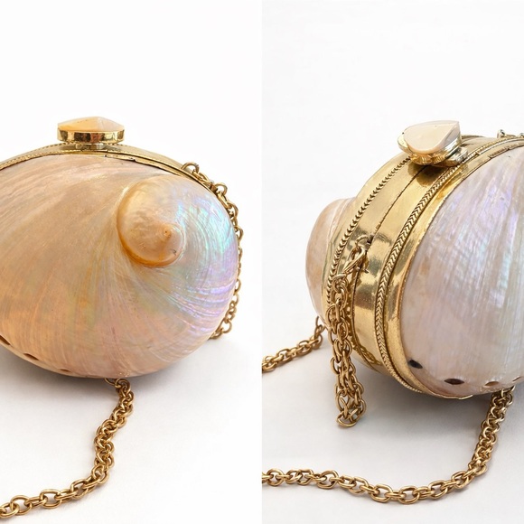 Elegant Shell Clutch with Gold Accents